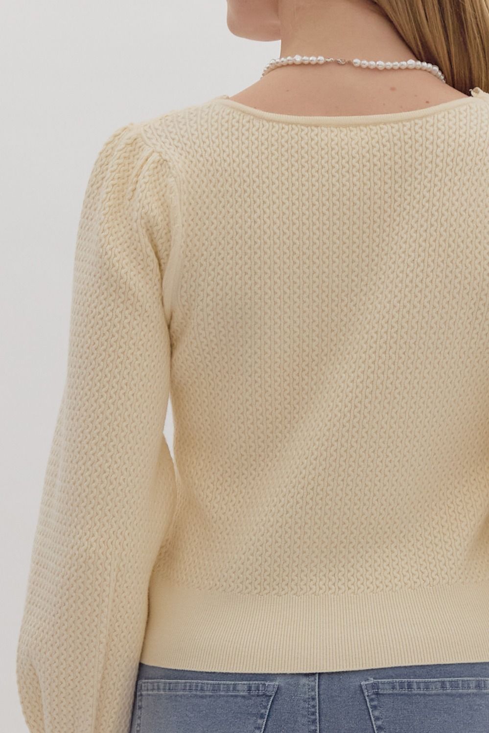 Scallop Detail Edge Button Up Sweater