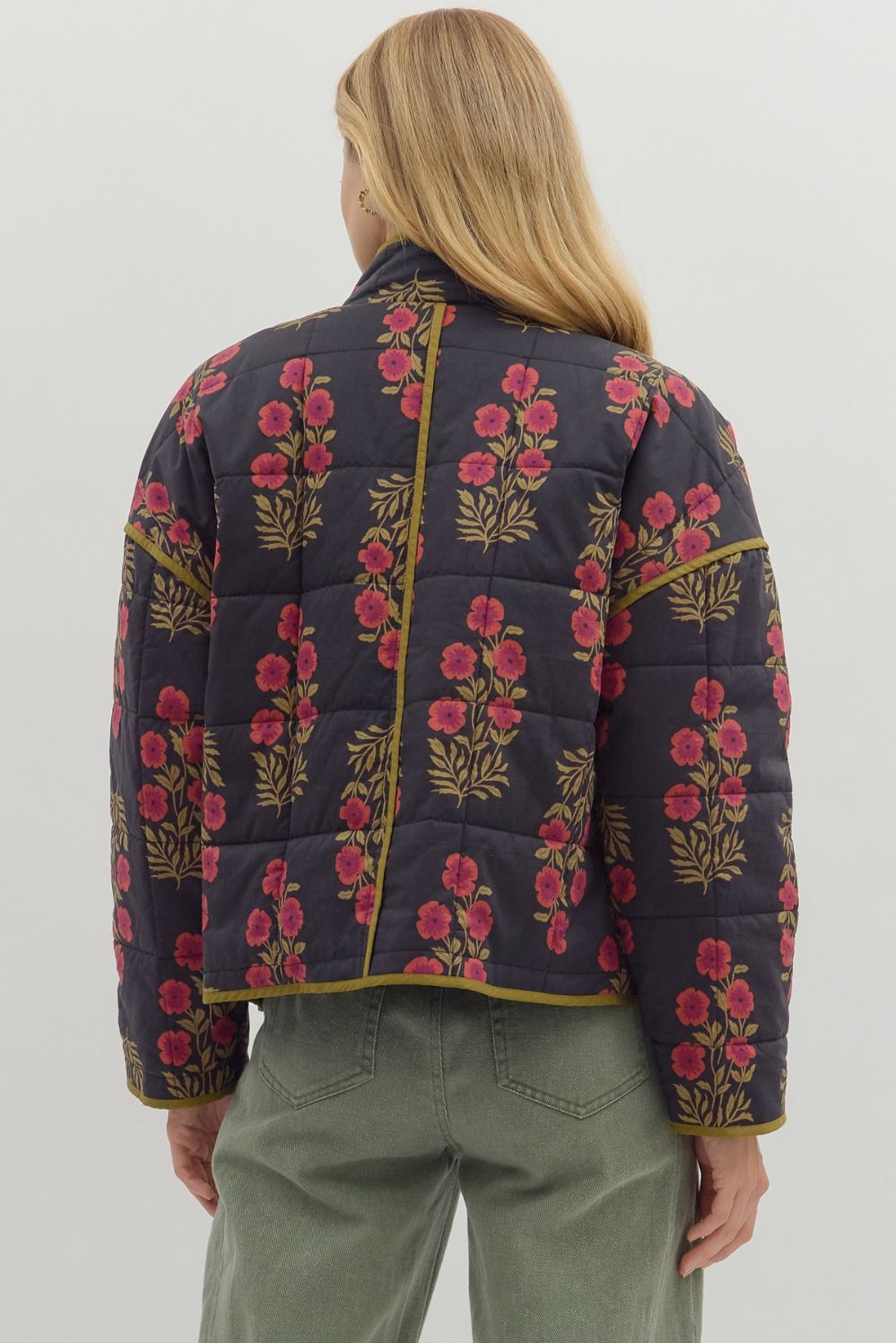 Botanical Quilted Jacket in Black