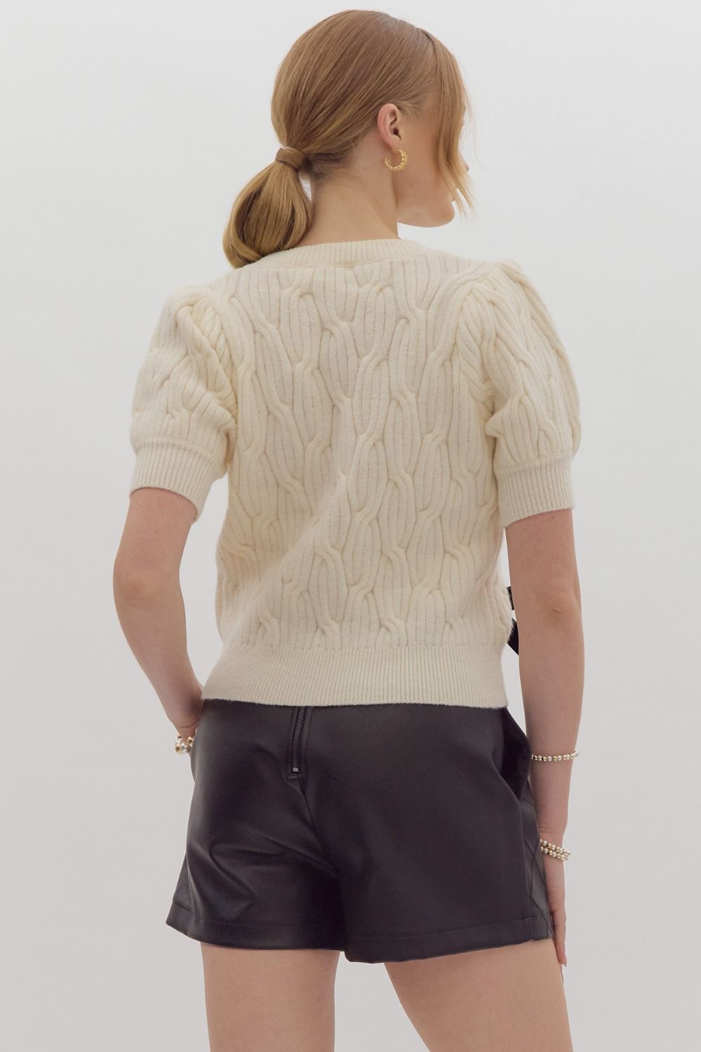 Cable Knit Sweater with Bows