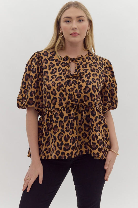 Curvy Leopard Peplum Top