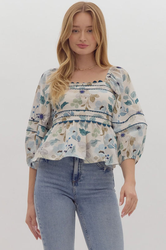 Floral Print Peplum Top