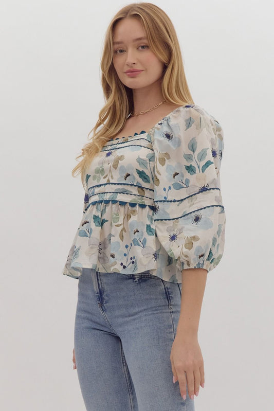 Floral Print Peplum Top