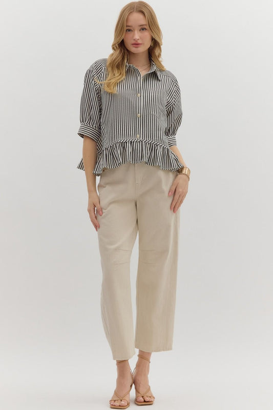 Stripe Ruffle Hem Top