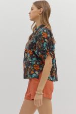 Botanical Print Dolman Sleeve Top