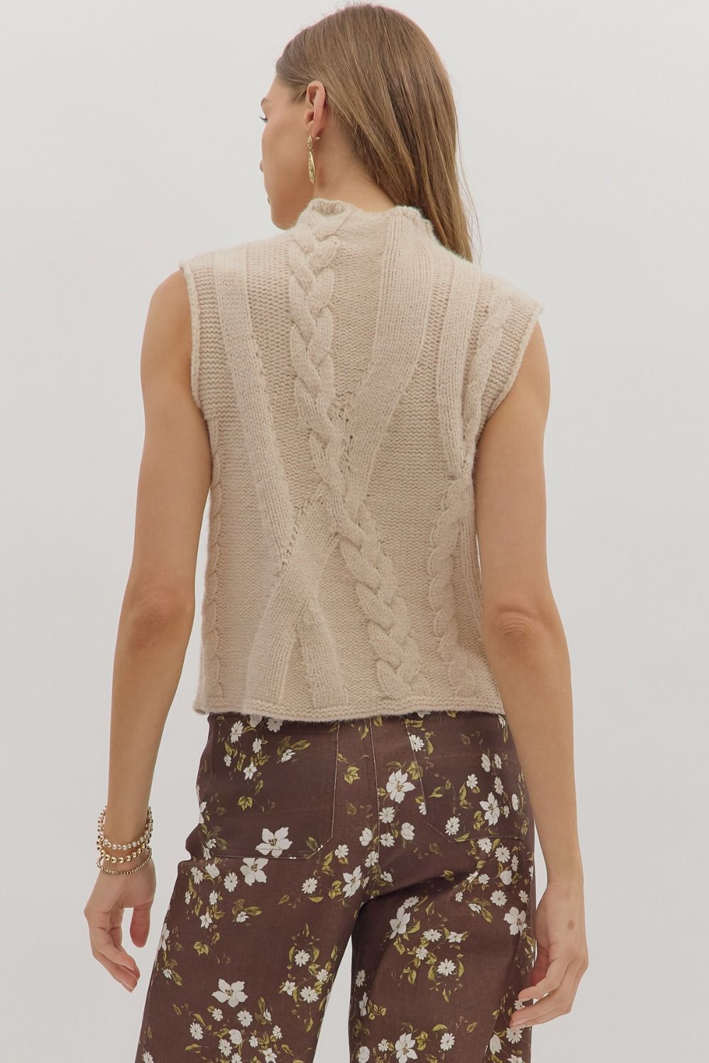 Sleeveless Mock Neck Sweater Top