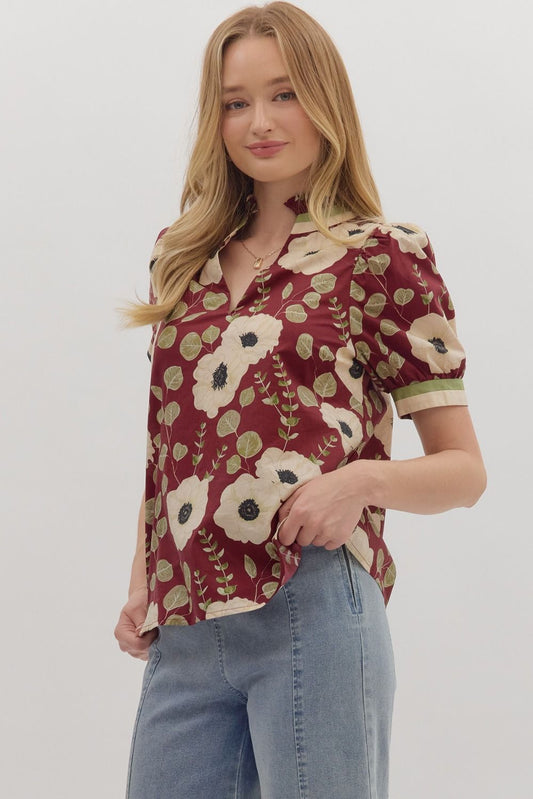 Floral Contrast Top