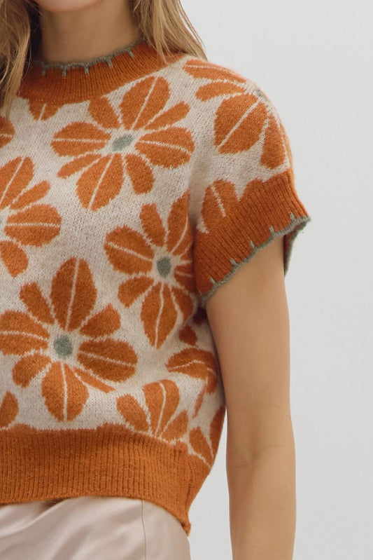 Geo Floral Sweater Top