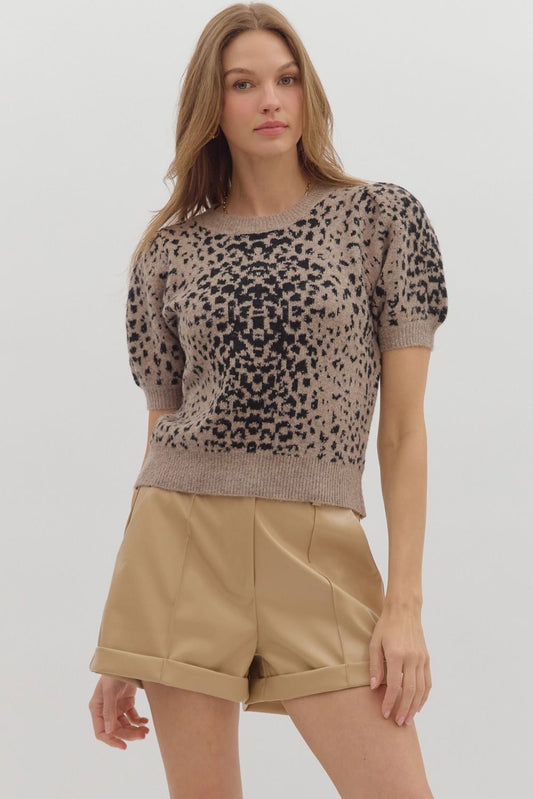 Animal Puff Sleeve Sweater