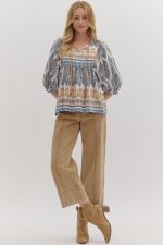 Self-Tie Detail 3/4 Sleeve Top