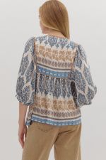 Self-Tie Detail 3/4 Sleeve Top