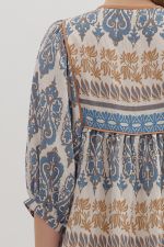 Self-Tie Detail 3/4 Sleeve Top