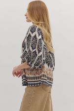 Self-Tie Detail 3/4 Sleeve Top