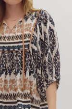 Self-Tie Detail 3/4 Sleeve Top