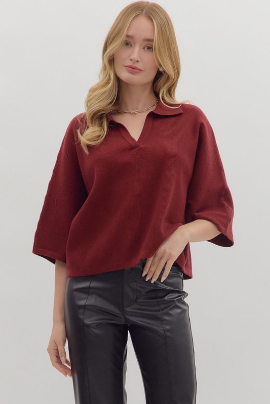 Valencia Sweater in Burgundy