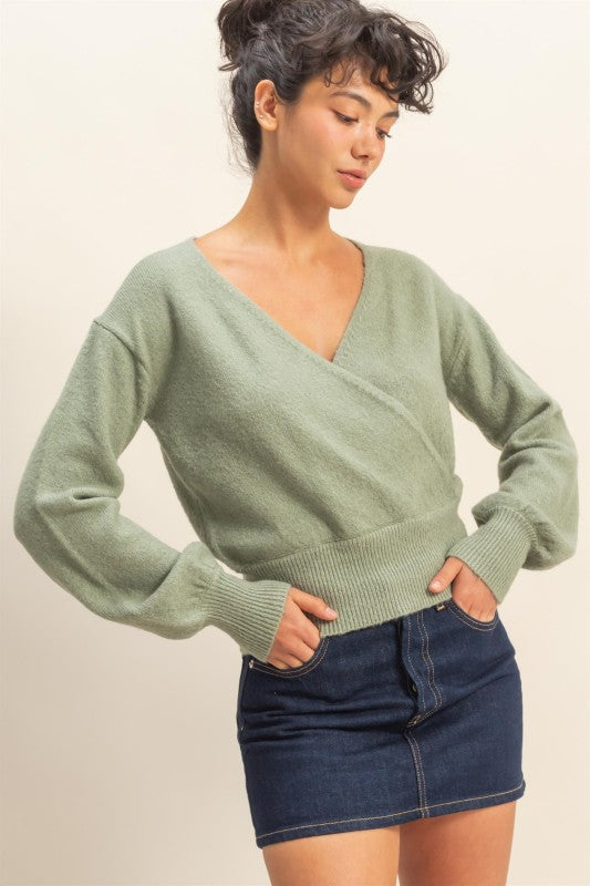 Surplice V Neck Sweater