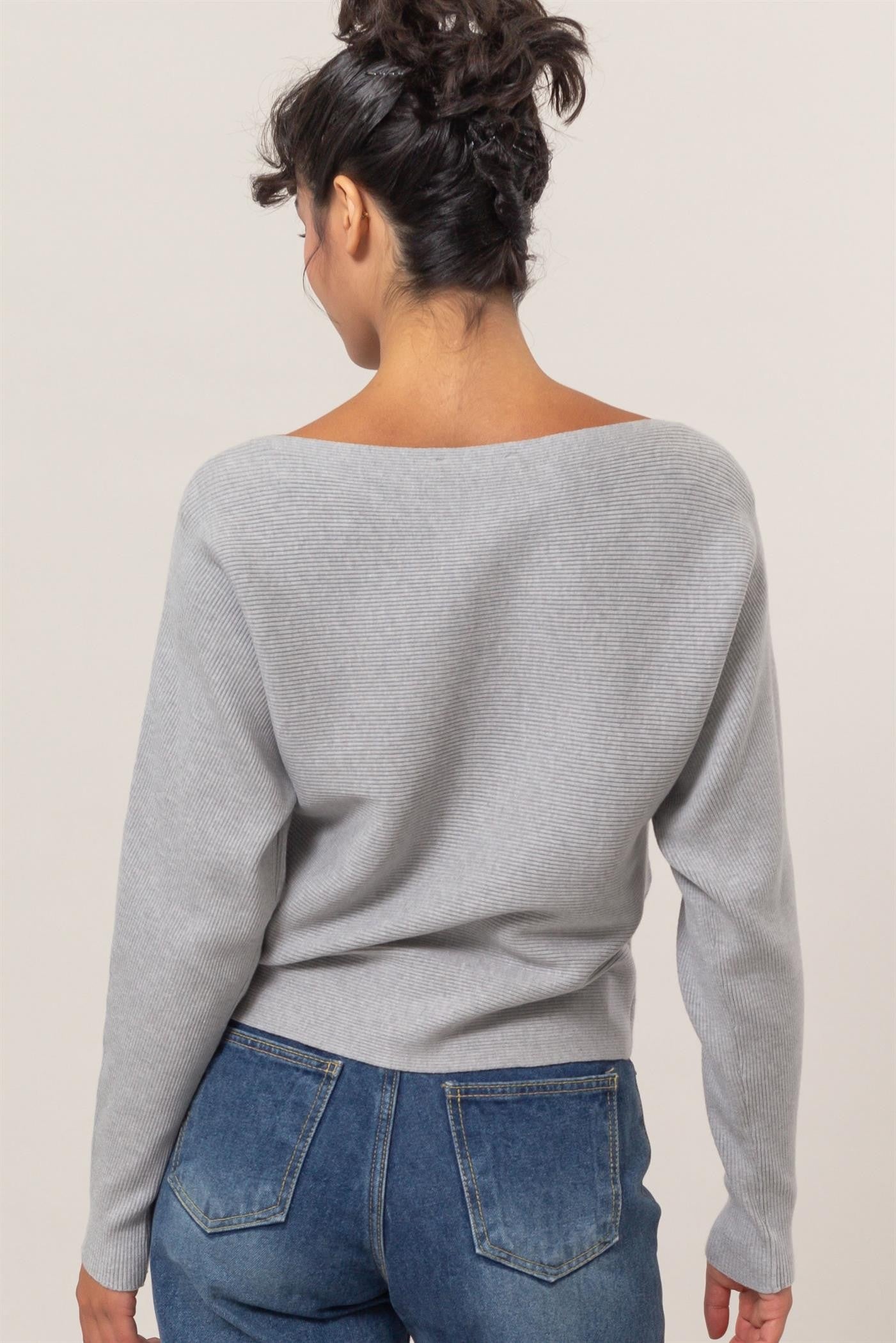 Boat Neckline Long Sleeve Top