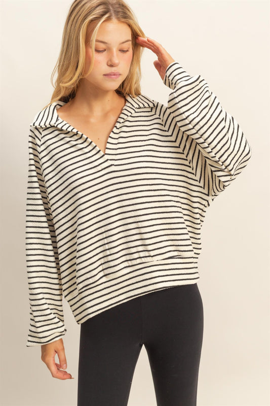 Stripe Pullover with Collar