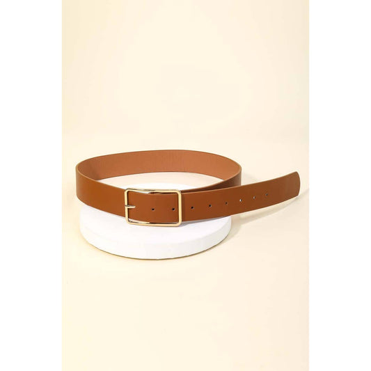 Faux Leather Rectangle Cutout Buckle Fashion Belt