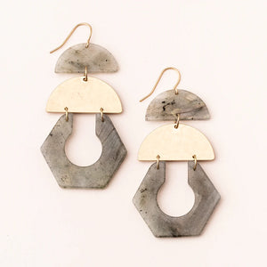 Stone Cutout Earrings in Laboradite