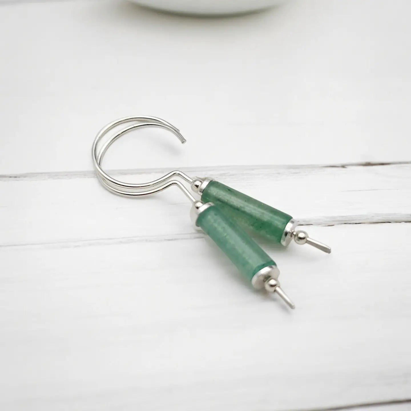 Handmade Sterling Silver & Green Aventurine Hook Threaders