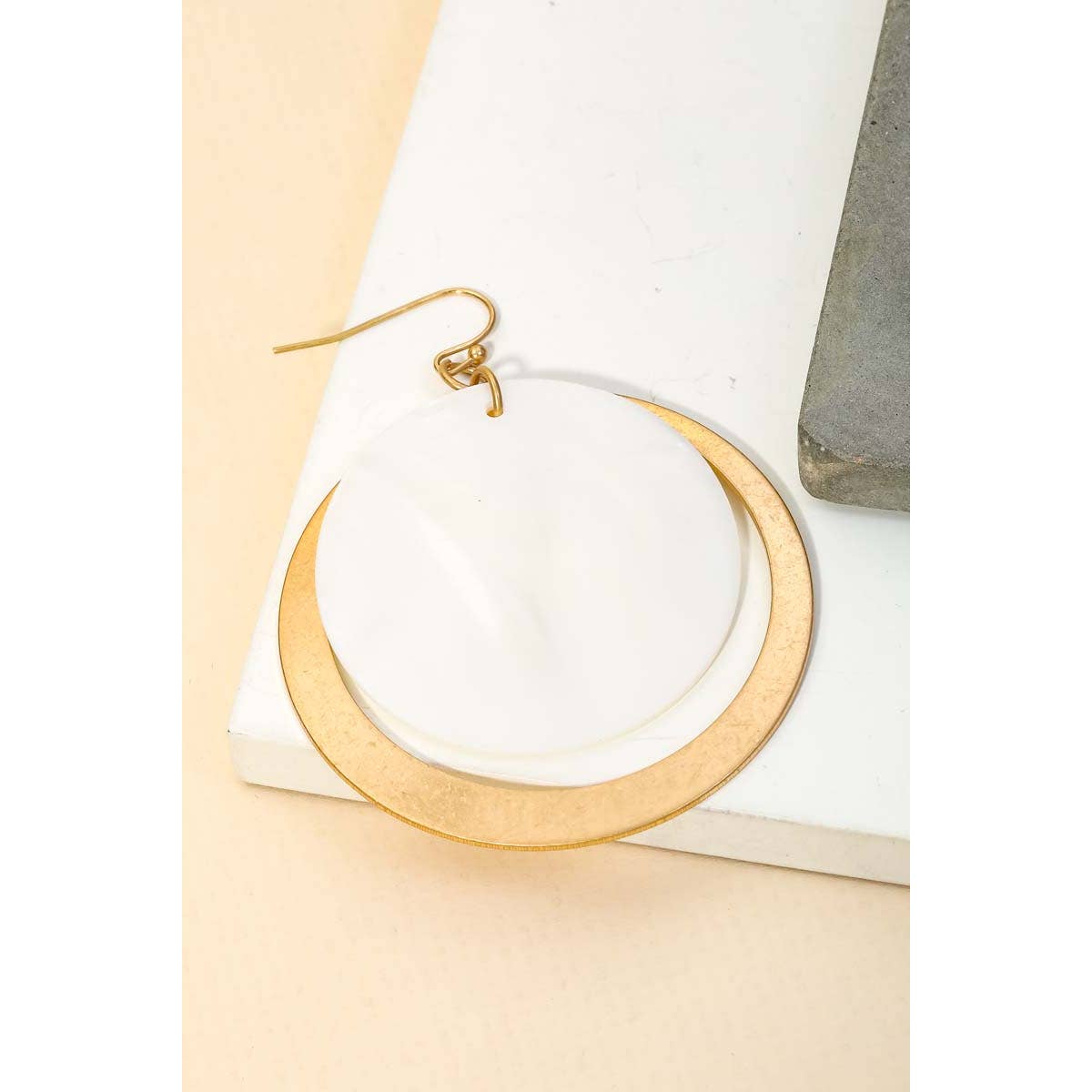 Flat Disc Layered Circle Drop Earrings