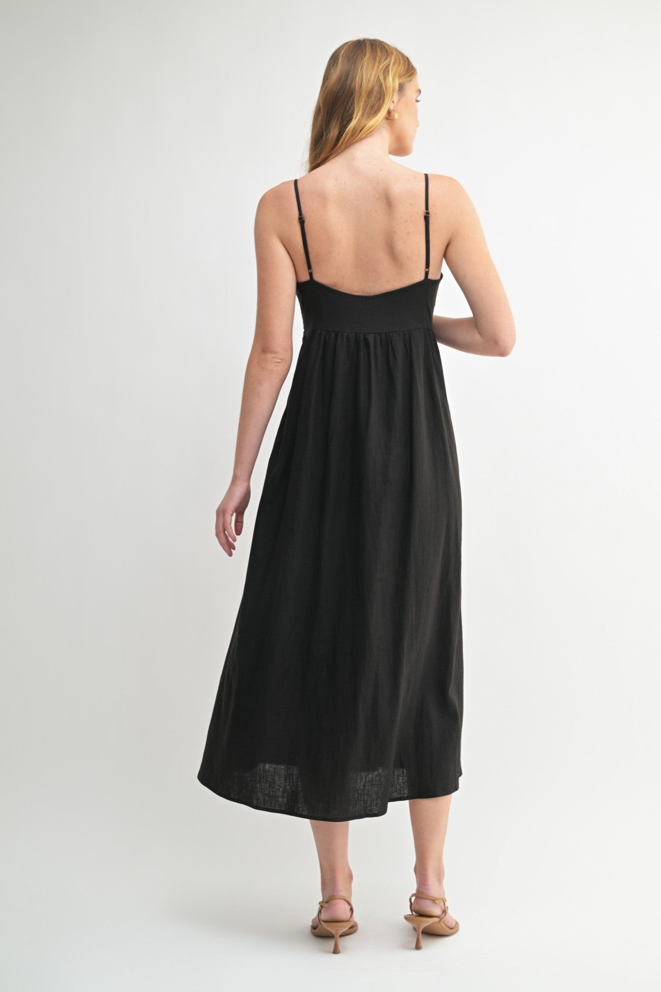 Leah Linen Blend Dress in Black