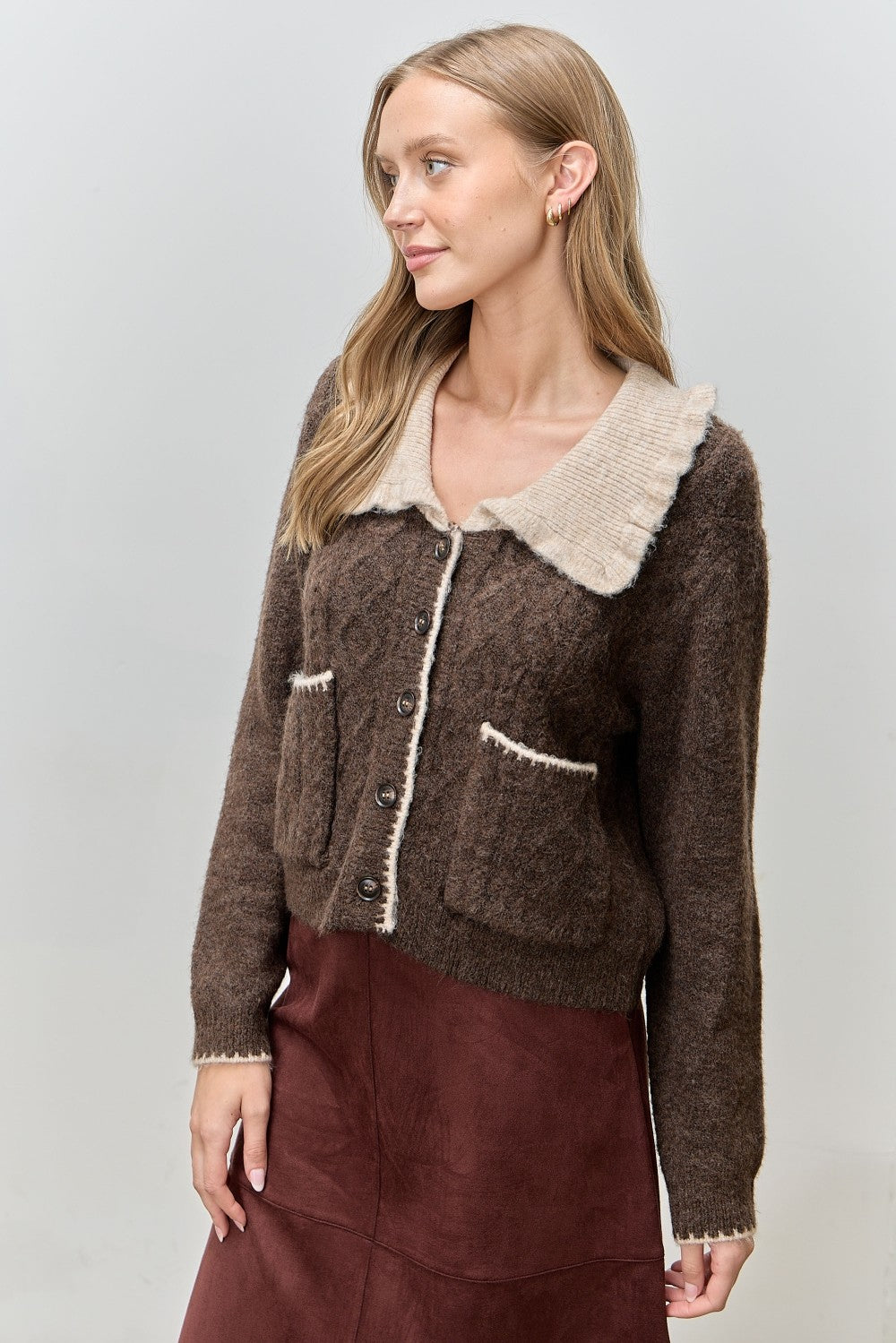 Contrast Collar Cardigan