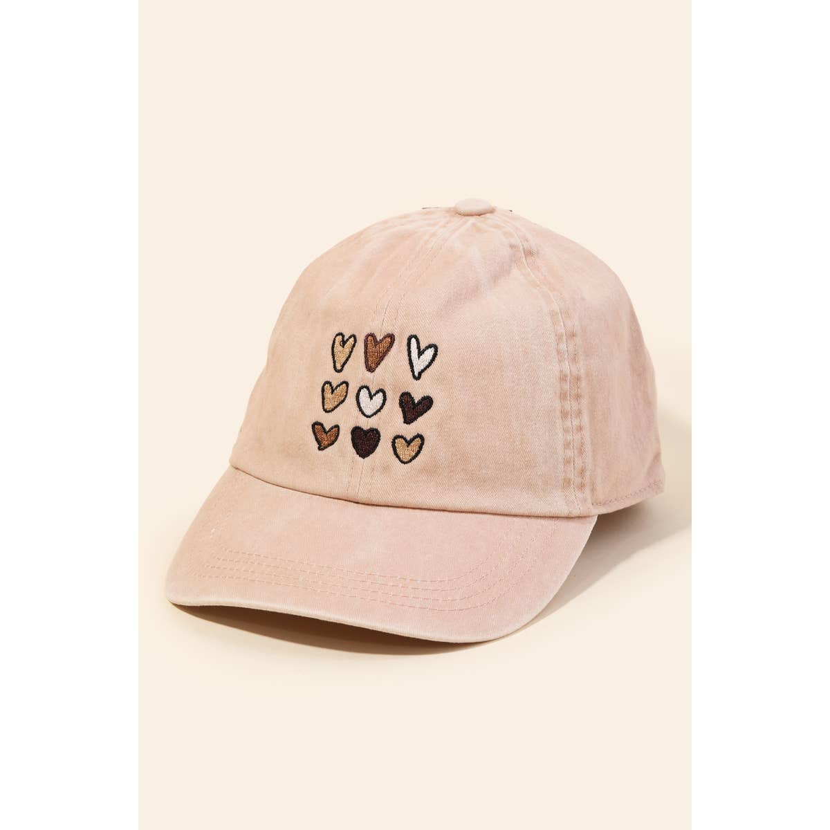 Hearts Denim Cap in Dusty Pink