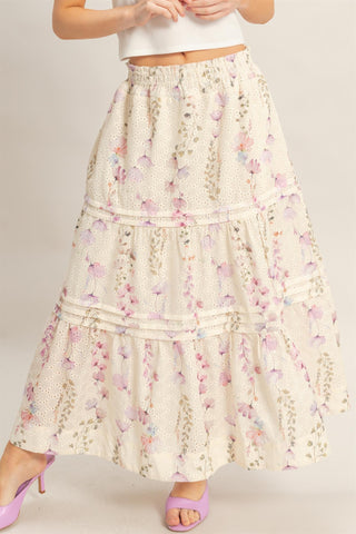 Tiered Floral Maxi Skirt