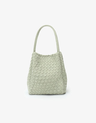 HOLLACE MINI TOTE WOVEN FAUX SUEDE | CELADON
