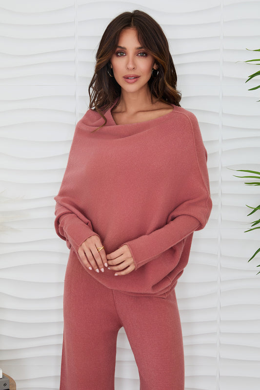 Italian Asymmetrical Sweater in Terracotta