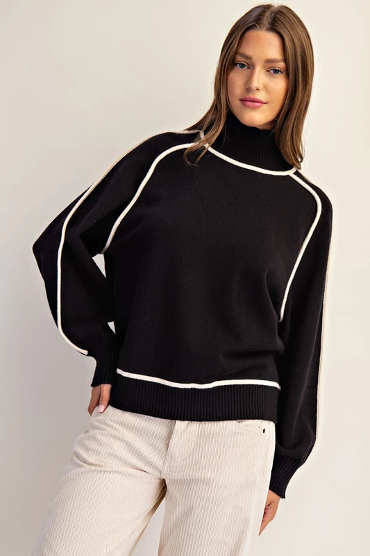 Lined Mock Neck Sweater