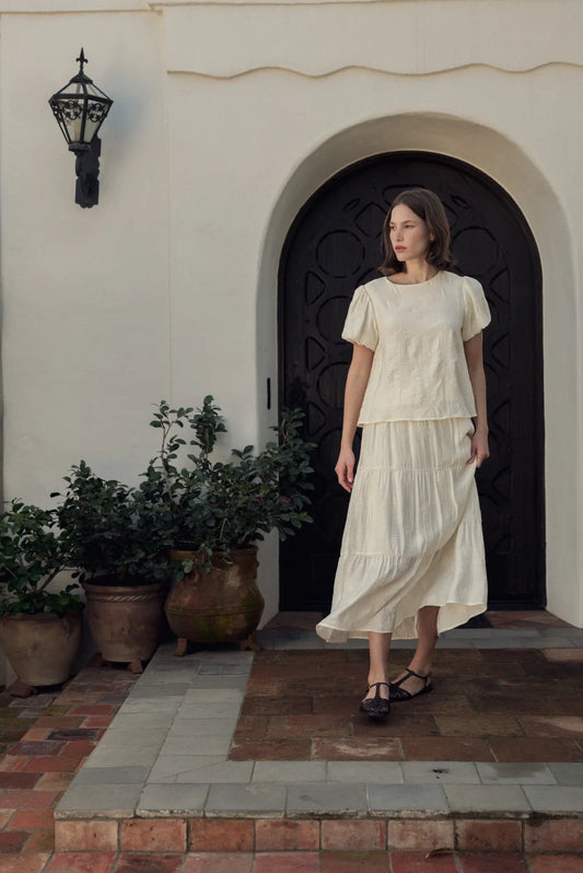 Embroidered Tiered Skirt