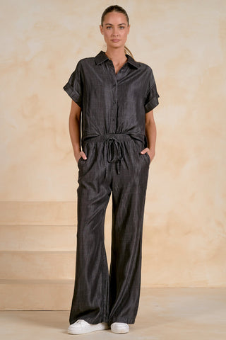 Black Wash Wide-Leg Jumpsuit | Elan