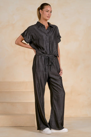 Black Wash Wide-Leg Jumpsuit | Elan