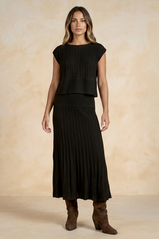 Cap Sleeve Sweater Dress in Black | Elan