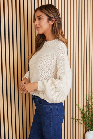 Cropped Mock Neck Chunky Sweater – by Milio Milano