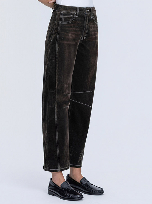 Velvet Stone Flocked Barrel Jeans