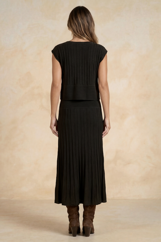 Cap Sleeve Sweater Dress in Black | Elan