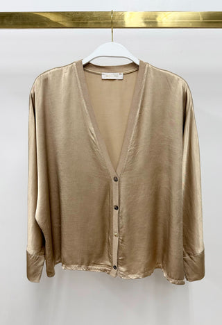 Milio Milano Silky Button-Down Cardigan Top