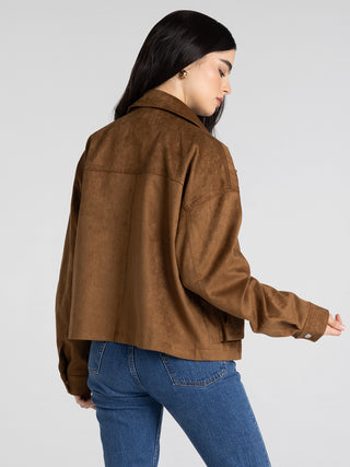 Thread & Supply Rustic Pine Suede-Look Zip Jacket in Camel