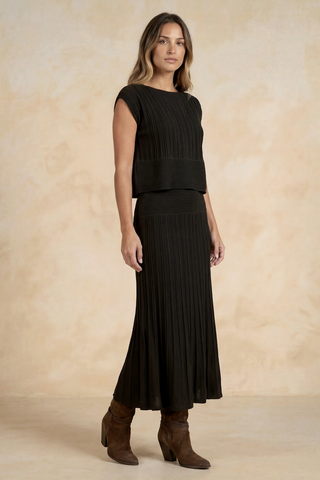 Cap Sleeve Sweater Dress in Black | Elan