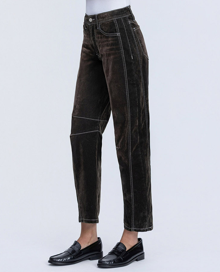 Velvet Stone Flocked Barrel Jeans