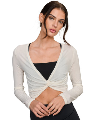 Rhone® Featherweight Rib Twist Top in Off White