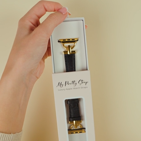 Glam Leather Strap in Gold/Black