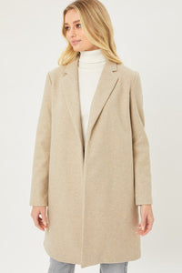 JQ Fleece Long Line Coat in Oatmeal
