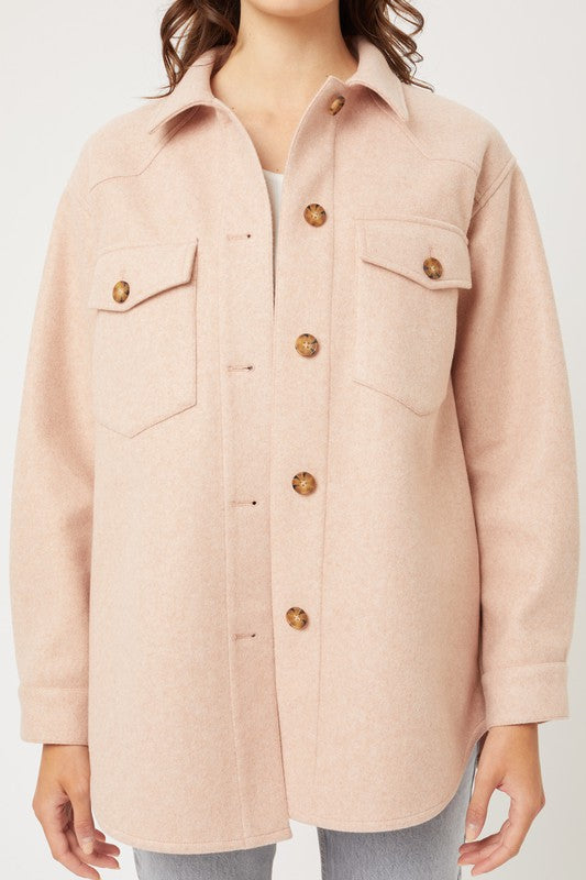 JQ Fleece Oversized Shacket Coat in Mauve