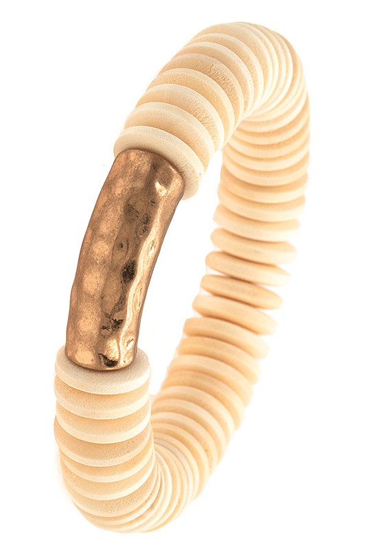 Wooden Disk Bead Bracelet