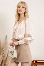 Cropped Satin Check Blouse