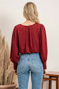 Cropped Satin Check Blouse